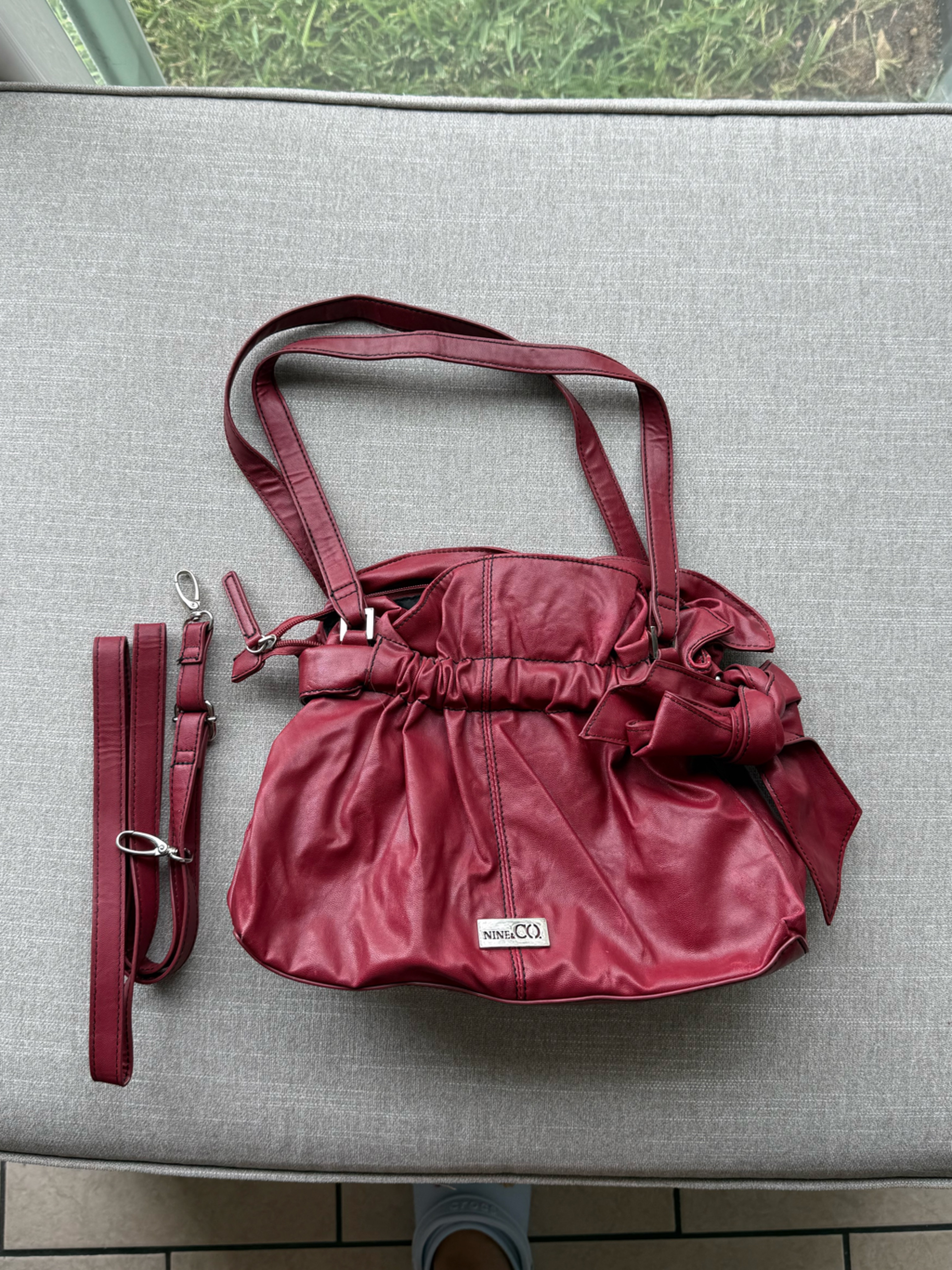 Nine & Co. Wine Red Ruched Shoulder Bag